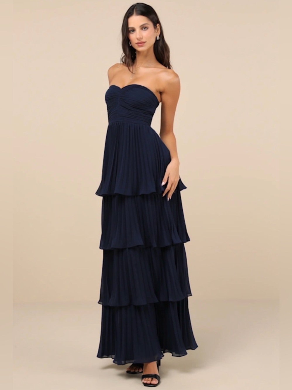 Lulus Seriously Sensational Sage Brush Strapless Tiered Maxi Dress